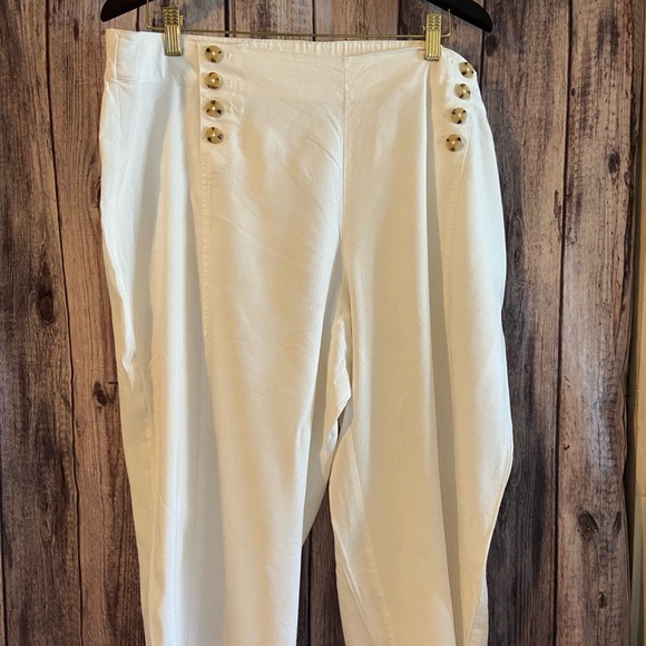 J Jill Off-White Linen Stretch Size 20 Crops - Picture 2 of 5
